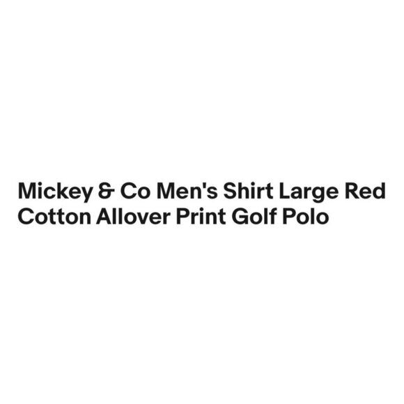 Mickey & Co Mens Golf Polo Shirt Red Allover Print Short Sleeve Collared Size L - Picture 2 of 11